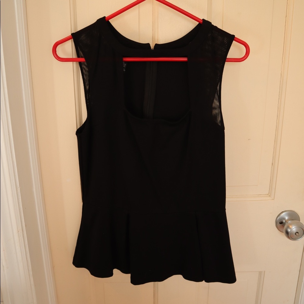 INC Peplum Black Sleeveless Top